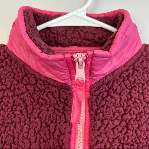 Aerie  Dream Sherpa Quater Zip Pink Sweatshirt Size Small