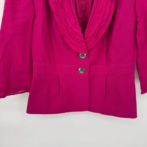 Classiques Entier Blazer Jacket Womens XS Pink Cotton Silk Blend Sheer Sleeves