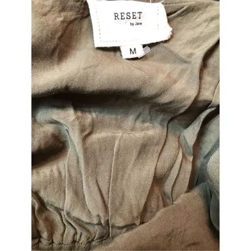 Reset by Jane army green gauzy jumper with tie legs at ankles Green Size M
