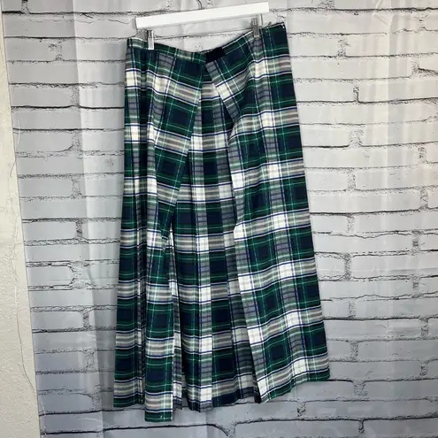 Vintage 1950s Jonathan Logan White & Green Plaid Maxi Skirt 6 CottageCore Preppy