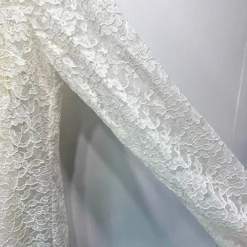 Ivory Lace Overlay Long Sleeve Scalloped Hem ModCloth Fairy Dress by Wendy Bird Size 16