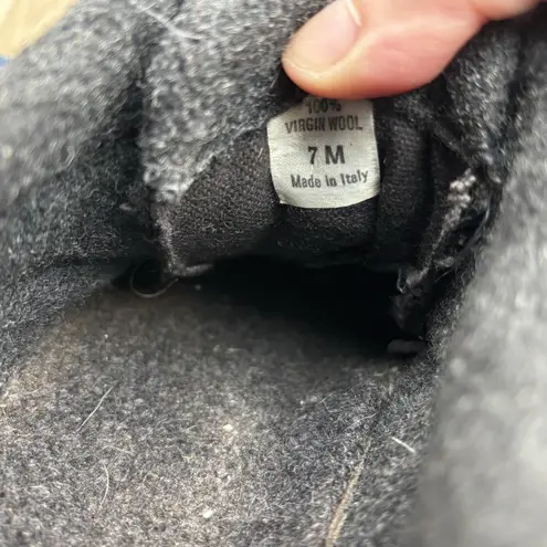 CATER Italy Black Leather 100% Virgin Wool Chunky Lug Sole Oxfords 7M 39 Size 7