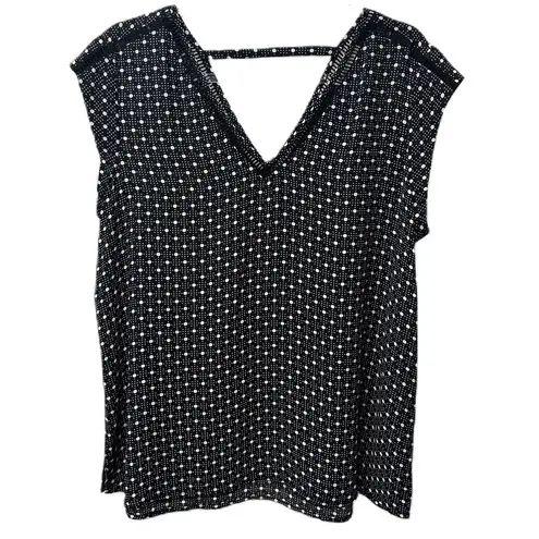 Daniel Rainn Nordstrom DR2 Black & White Polka Dot Sleeveless Blouse Size Large