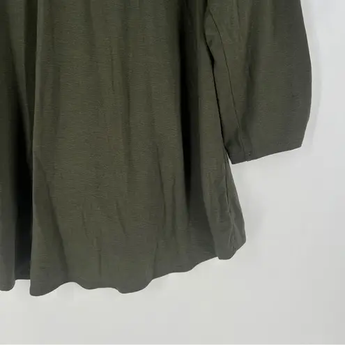 Fortune + Ivy Green Stretch Jersey Knit Button Tie Front 3/4 Sleeve Top Size XXL