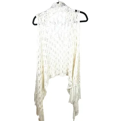 BCBGMAXAZRIA  Crochet White Womens Vest Open Front Shawl Cardighan NWT M