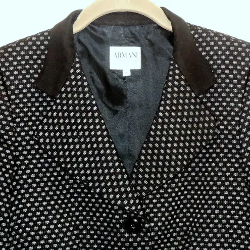 Armani Collezioni Black and Gray Textured Wool Blazer Size 6 Jacket
