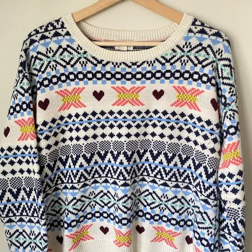 Maison Jules Heart Pullover Knitted Sweater Size Large