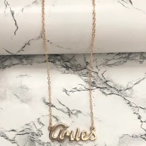 Aries Horoscope Letter Pendant Necklace Gold