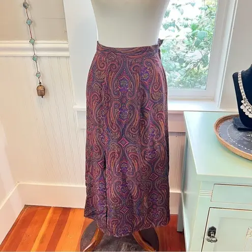 Burgundy‎ Skirt 90s Y2K DARK Academia Midi Skirt Dark Paisley Library Poet Purple
