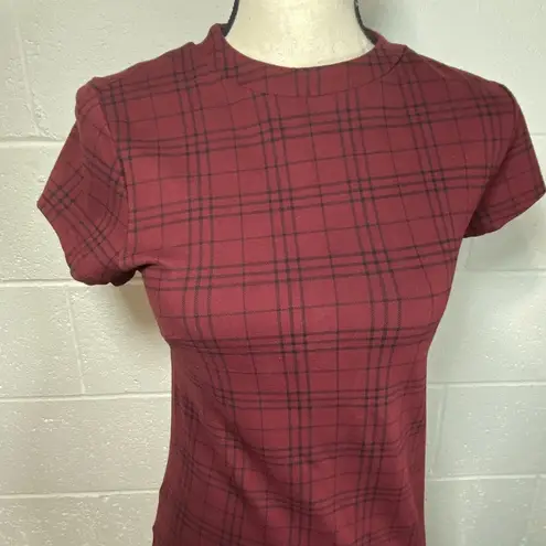 Bishop and Young Ellie Burgundy & Black Plaid Mini Dress