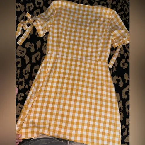 English Factory Rare Anthropologie Yellow & White Checkered Dress Sz. S