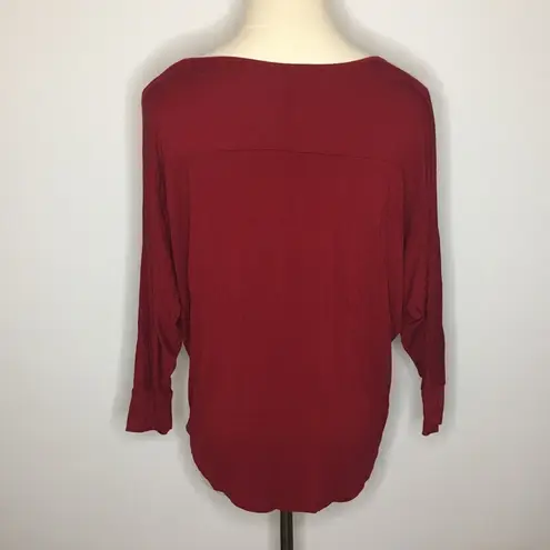 Mezzanine Red Crew Neck High Low Shirt Small