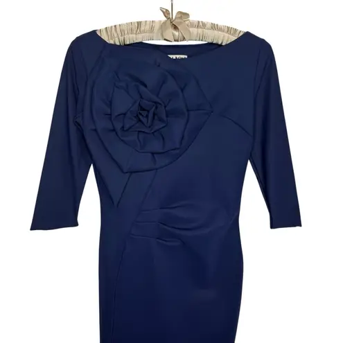Chiara Boni La Petite Robe Rosette Sheath Dress Navy Italy 40 US 4 Retail $1,095