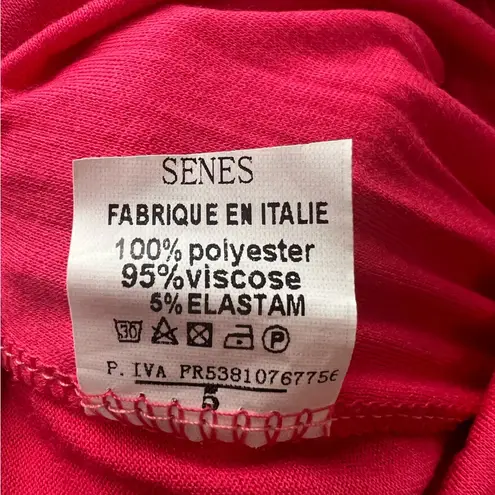 NWT Senes Paris Ruffle Maxi Dress Pleated Skirt Fits Medium Orange