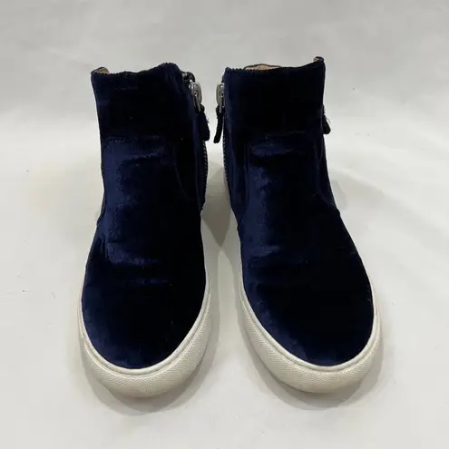 Gentle Souls Carole Navy Velvet Hidden Wedge Sneakers