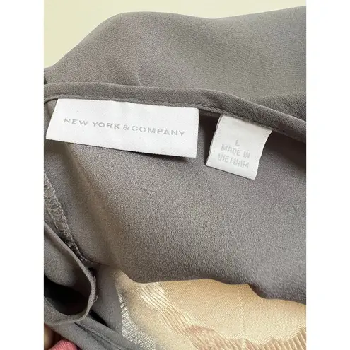 New York & Company Semi Sheer Cap Sleeve Blouse Large Gray