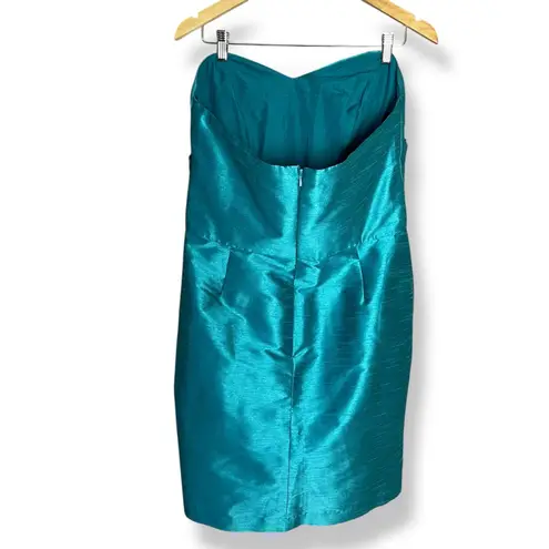 Alfred Sung Bridesmaid Dress Short Strapless Sz 16 Niagara Teal Blue Prom Formal
