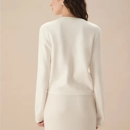 Berlook White Single Breasted Knit Cardigan Size M