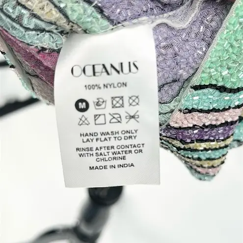 Oceanus Talia Hand Beaded Crystal Embellished Mini Dress Size M NWT Purple Size M