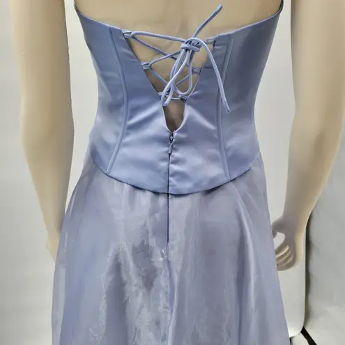 Michelangelo Gown Womens 6 Blue Beaded Whimsical Fairy Corset Halter Prom Dress