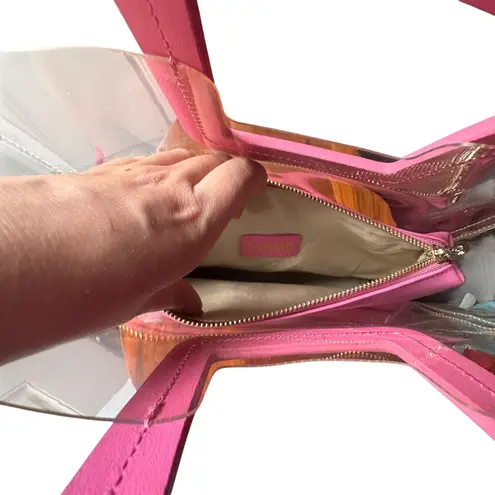 STAUD Shirley Clear Handle PVC Bag Pink