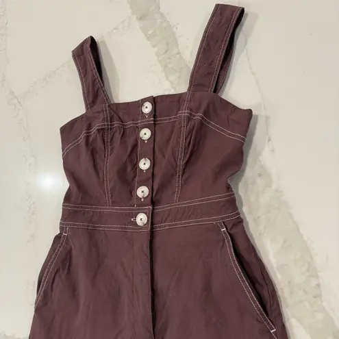 Anthropologie Maeve by  The Colette Portside Button Front Jumpsuit Womens 2 Brown