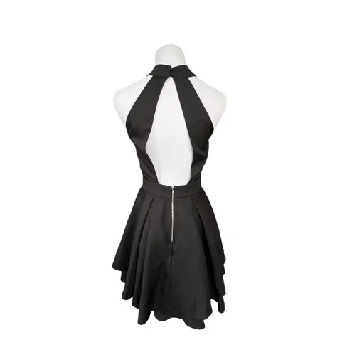 Lulus  Dress Rehearsal Skate Dress Double Skirt‎ Black Halter SMALL Sexy LBD