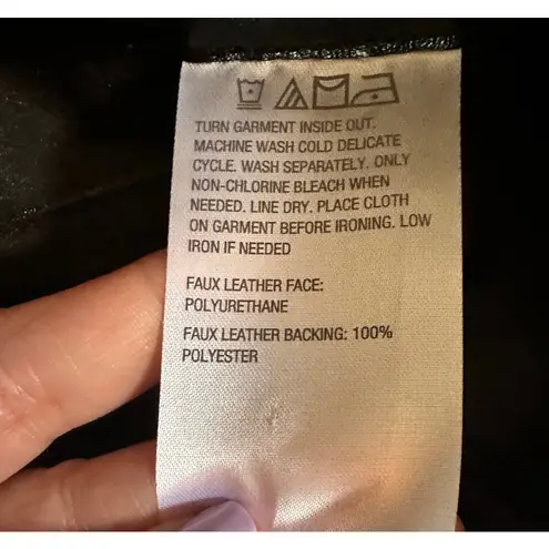 Colleen Lopez Black Faux Leather Midi Pencil Skirt with Slit Medium NWT