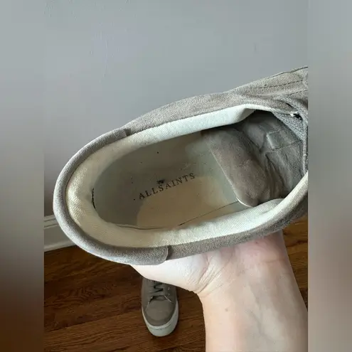 All Saints Women’s Trish Taupe Suede Platform Sneakers Size 9