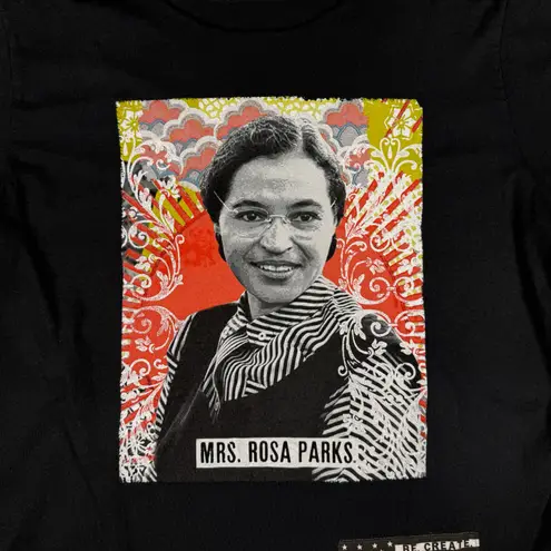 NWT Roots of Fight Rosa Parks Crop Graphic Tee Women’s Small Black Made in USA Black