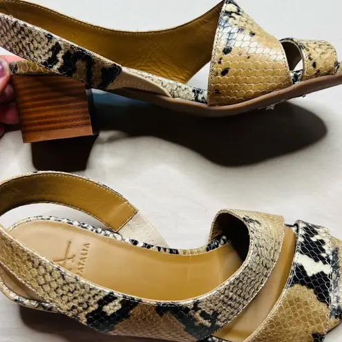 Aquatalia Women's Slingback Snake Print Sandal Multicolor Brown Black Size 5