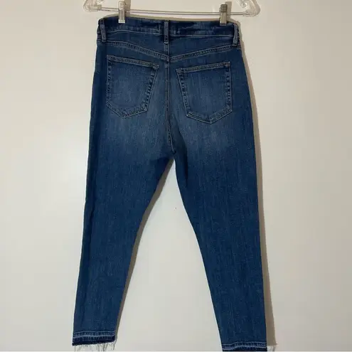 Loft Medium Rinse Skinny Denim Jeans w Frayed Edge & 5 Button Fly Size 28