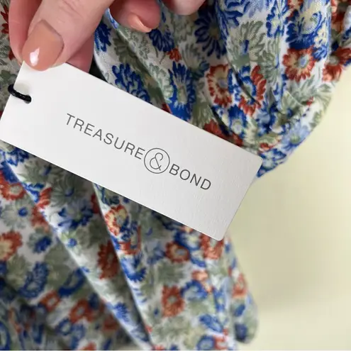 Treasure & Bond Floral Front Tie Blouse in Ivory Daisy Chain Size XS