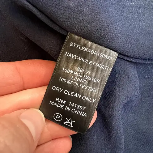 Floret Studios Floral Navy Blue MIDI Smocked Chiffon Maxi Dress Size Small