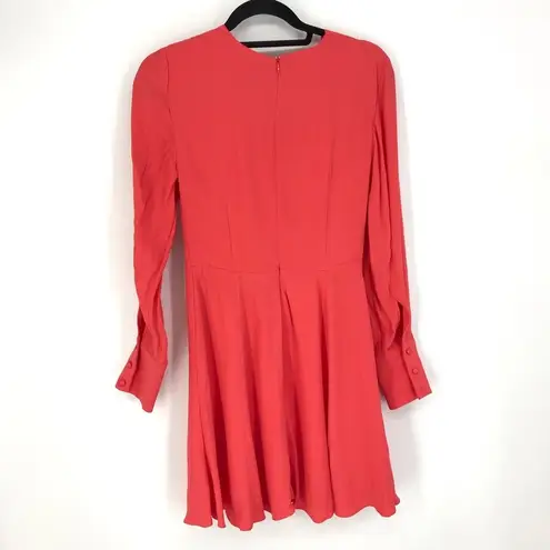 C/MEO COLLECTIVE  XS Long Sleeve Surplice Neck Hold Tight Mini Dress Coral Red