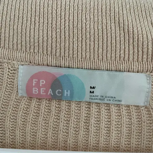 FP Beach Free People Beach Picnic Sweater Linen Blend Mini Dress Size M Tan Slouchy Beach