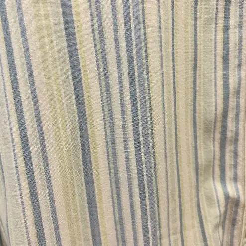 Vintage LL Bean‎ Blue Green Cotton Striped Shirt Women’s size Medium Hong Kong
