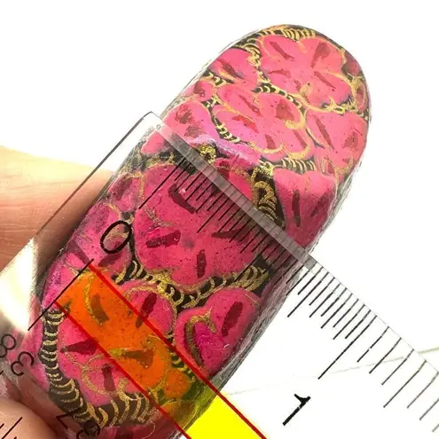 Pink floral hand painted wooden bangle bracelet