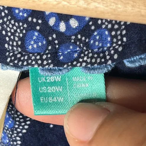 IZOD Anthropologie Maeve Boswell Blouse Blue V-Neck Balloon Sleeve Pullover Top 20W