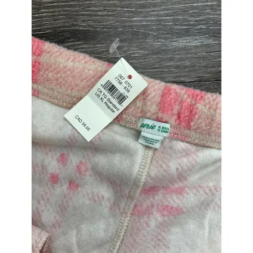 Aerie NWT  Snowed In Fuzzy Jogger Plaid Pant Size XL Pink