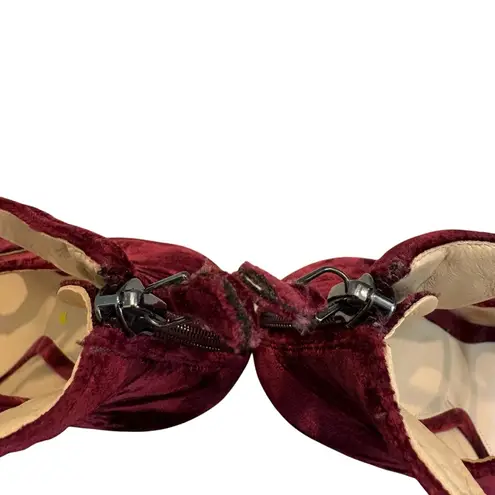 Alexandre Birman Kyle Velvet Mary Jane Block Heels Pumps Burgundy, EU 38.5/8.5