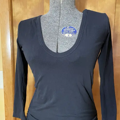 James Perse Black Stretch Ruched Bodycon Midi Dress Women’s Size Medium (2) USA