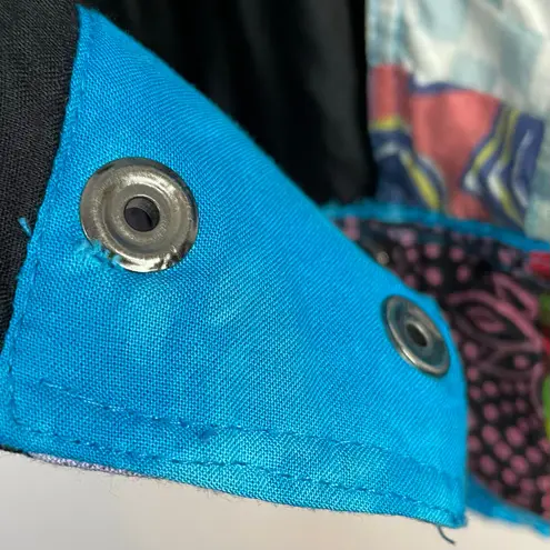 Nativewear Designs Vintage Patchwork Quilt Slouchy Bomber Jacket womens XL Blue