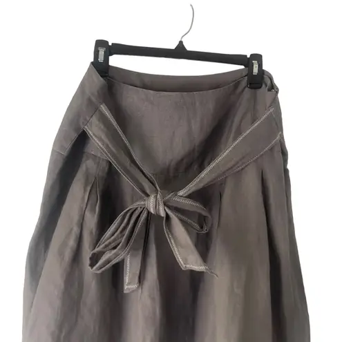 Metro Wear Women's Size Large Grey Embroidered Tie Above Knee Skirt Gray