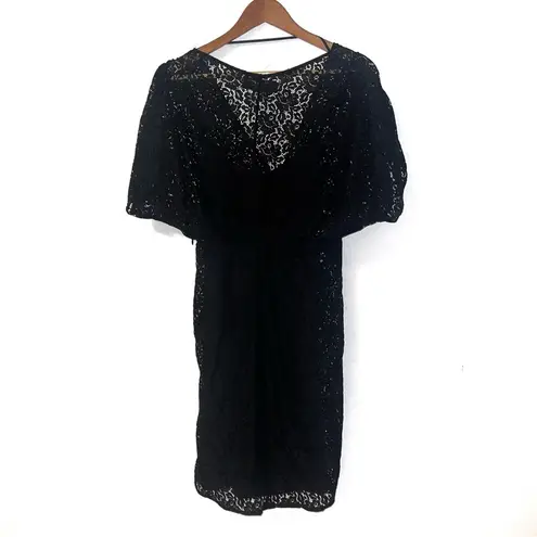 ZARA Black Floral Lace Kimono Style Mini Dress Medium