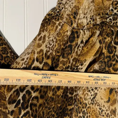 VTG Cara New York Leopard Top 1X Plus Sz Sheer Smocked Wrap Y2K Mob Wife Blouse Tan