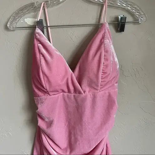 None Unbranded Bubblegum Pink Velour Body Con Mini Dress