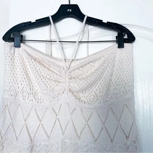 Farm Rio Dress Anthropologie Crochet Maxi Strapless Beach White XL NWT