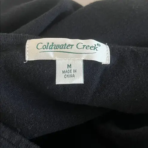 Coldwater Creek Lightweight Squareneck 3/4 Sleeve Knit Top Black Size Medium
