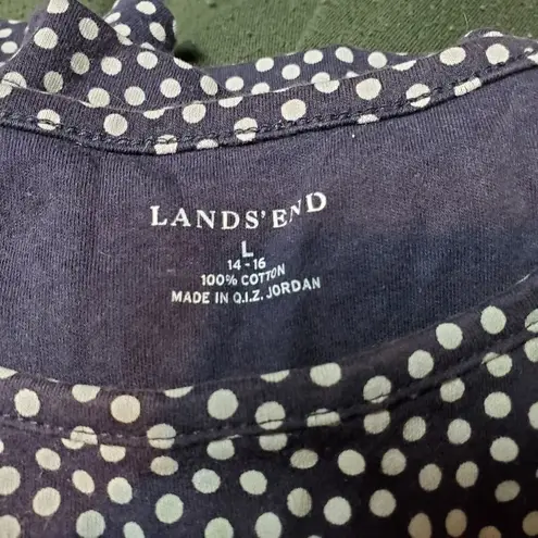 Lands'End  Blue & White Polka Dot Tank Top (L)